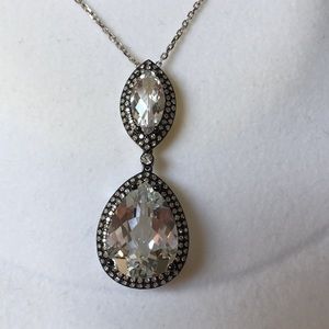 White Topaz Pendant with Pave accents